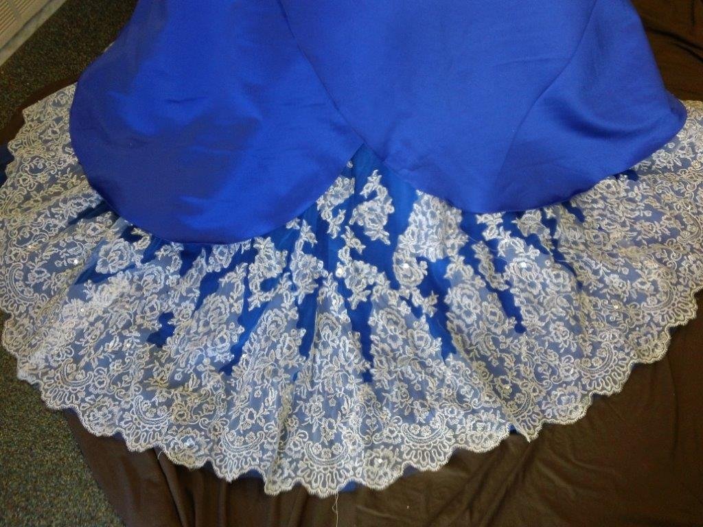 Bright Blue dress with silver beaded applique